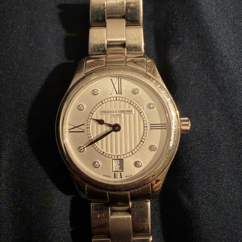 Frederique Constant Silver Watch with Diamond markers